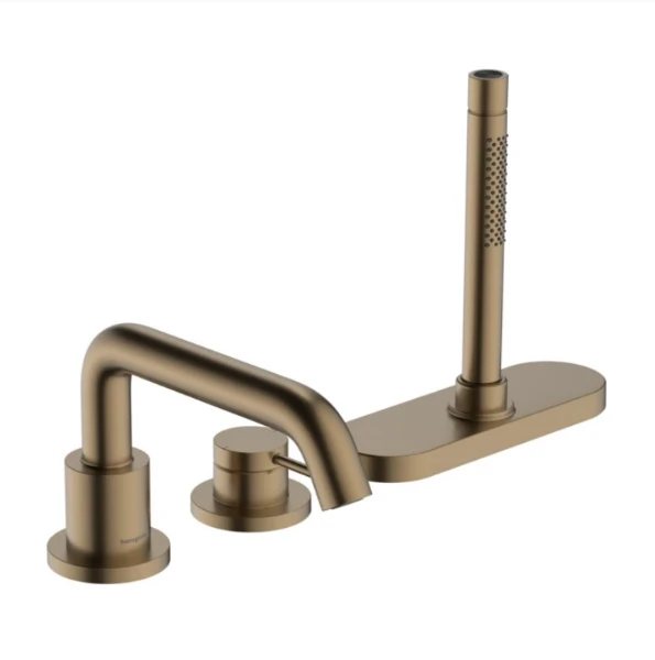 Hansgrohe Tecturis S mitigeur bain 3-trous sur gorge avec Sbox - bronze brossé