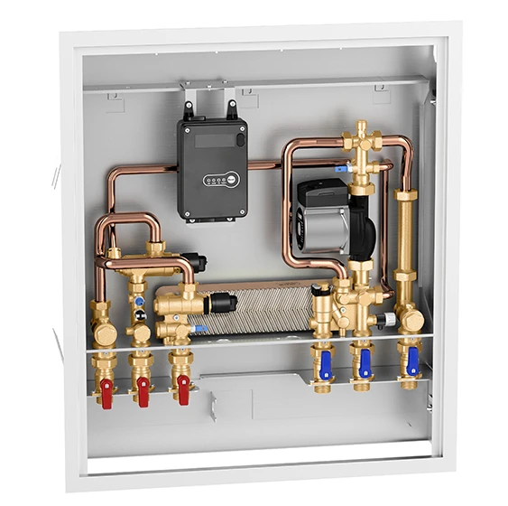 Caleffi Distributie-unit compact, inbouw, (cv+san) 40kW, middel t° , HE pomp
