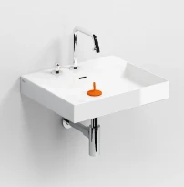 Clou New Wash Me lavabo à poser/mural 500 x 420 x 80 mm - blanc - céramique - sans trou de robinet - avec trop-plein
