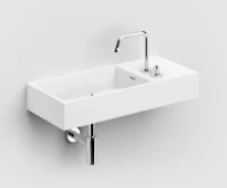 Clou Wash Me lavabo à poser/mural 750 x 320 x 120 mm - cuvette gauche - blanc mat - aluite - sans trou de robinet - avec trop-plein
