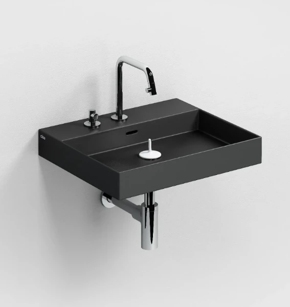 CL/02.30430 Clou New Wash Me opzet-/wandwastafel 500 x 420 x 80 mm - zwart mat - keramiek - zonder kraangat - met overloop