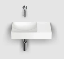 Clou Vale lavabo à poser/mural 380 x 190 x 70 mm - cuvette gauche - blanc mat - céramique - sans trou de robinet - sans trop-plein - avec bouchon encastrée - non fermable