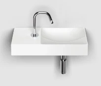 Clou Vale lavabo à poser/mural 450 x 190 x 70 mm - cuvette droite - blanc mat - céramique - avec trou de robinet gauche - sans trop-plein - avec bouchon encastrée - non fermable
