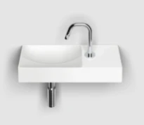 Clou Vale lavabo à poser/mural 450 x 190 x 70 mm - cuvette gauche - blanc mat - céramique - avec trou de robinet droite - sans trop-plein - avec bouchon encastrée - non fermable