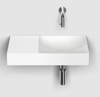Clou Vale lavabo à poser/mural 450 x 190 x 70 mm - cuvette droite - blanc mat - céramique - sans trou de robinet - sans trop-plein - avec bouchon encastrée - non fermable