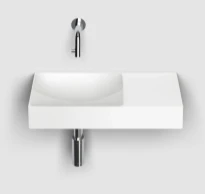 Clou Vale lavabo à poser/mural 450 x 190 x 70 mm - cuvette gauche - blanc mat - céramique - sans trou de robinet - sans trop-plein - avec bouchon encastrée - non fermable