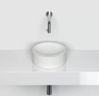 Clou Vale lavabo à poser/mural rond 220 x 70 mm - blanc mat - céramique - sans trou de robinet - sans trop-plein - avec bouchon encastrée - non fermable