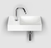 Clou Vale lavabo à poser/mural 380 x 190 x 70 mm - cuvette droite - blanc mat - céramique - avec trou de robinet gauche - sans trop-plein - avec bouchon encastrée - non fermable