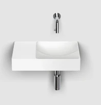 Clou Vale lavabo à poser/mural 380 x 190 x 70 mm - cuvette droite - blanc mat - céramique - sans trou de robinet - sans trop-plein - avec bouchon encastrée - non fermable