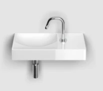 Clou Vale lavabo à poser/mural 450 x 190 x 70 mm - cuvette gauche - blanc - céramique - avec trou de robinet droite - sans trop-plein - avec bouchon encastrée - non fermable