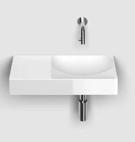 Clou Vale lavabo à poser/mural 450 x 190 x 70 mm - cuvette droite - blanc - céramique - sans trou de robinet - sans trop-plein - avec bouchon encastrée - non fermable