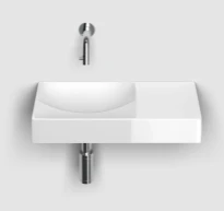 Clou Vale lavabo à poser/mural 450 x 190 x 70 mm - cuvette gauche - blanc - céramique - sans trou de robinet - sans trop-plein - avec bouchon encastrée - non fermable