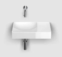 Clou Vale lavabo à poser/mural 380 x 190 x 70 mm - cuvette gauche - blanc - céramique - sans trou de robinet - sans trop-plein - avec bouchon encastrée - non fermable