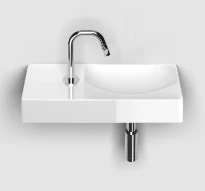 Clou Vale lavabo à poser/mural 450 x 190 x 70 mm - cuvette droite - blanc - céramique - avec trou de robinet gauche - sans trop-plein - avec bouchon encastrée - non fermable
