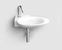 Clou First lave-mains 390 x 250 x 80 mm - blanc - marbre minéral - sans trou de robinet - sans trop-plein - avec bouchon
