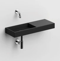 Clou Mini Wash Me lavabo à poser/mural 560 x 190 x 60 mm - cuvette gauche - noir mat - céramique - sans trou de robinet - sans trop-plein