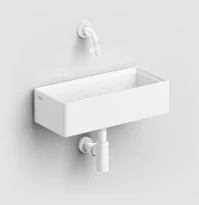 Clou New Flush 3.1 lavabo à poser/mural 380 x 180 x 100 mm - blanc mat - aluite - sans trou de robinet - sans trop-plein - avec garniture de vidange - avec tablette couvre-bonde