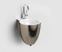 Clou Flush 6 lave-mains 270 x 315 x 280 mm - platine/blanc - céramique - avec trou de robinet - sans trop-plein - avec bouchon - avec siphon bouteille