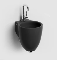 Clou Flush 6 lave-mains 270 x 315 x 280 mm - noir mat - céramique - avec trou de robinet - sans trop-plein - avec bouchon - avec siphon bouteille