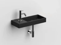Clou Mini Wash Me lavabo à poser/mural 450 x 190 x 60 mm - noir mat - céramique - avec trou de robinet gauche - sans trop-plein