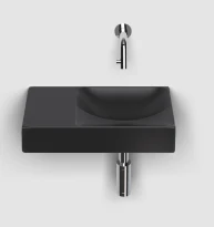 Clou Vale lavabo à poser/mural 380 x 190 x 70 mm - cuvette droite - noir mat - céramique - sans trou de robinet - sans trop-plein - avec bouchon encastrée - non fermable