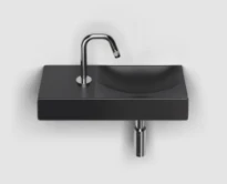 Clou Vale lavabo à poser/mural 450 x 190 x 70 mm - cuvette droite - noir mat - céramique - avec trou de robinet gauche - sans trop-plein - avec bouchon encastrée - non fermable