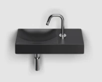 Clou Vale lavabo à poser/mural 450 x 190 x 70 mm - cuvette gauche - noir mat - céramique - avec trou de robinet droite - sans trop-plein - avec bouchon encastrée - non fermable