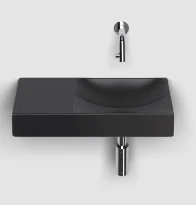 Clou Vale lavabo à poser/mural 450 x 190 x 70 mm - cuvette droite - noir mat - céramique - sans trou de robinet - sans trop-plein - avec bouchon encastrée - non fermable