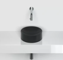 Clou Vale lavabo à poser/mural rond 220 x 70 mm - noir mat - céramique - sans trou de robinet - sans trop-plein - avec bouchon encastrée - non fermable