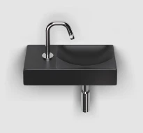 Clou Vale lavabo à poser/mural 380 x 190 x 70 mm - cuvette droite - noir mat - céramique - avec trou de robinet gauche - sans trop-plein - avec bouchon encastrée - non fermable