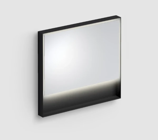 CLOU Look at Me miroir, avec éclairage LED 2700K, IP44, avec cadre en noir mat. Les bondes LED sont remplacable.