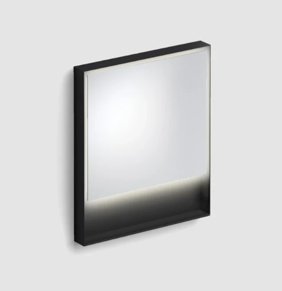 CLOU Look at Me miroir, avec éclairage LED 2700K, IP44, avec cadre en noir mat. Les bondes LED sont remplacable.