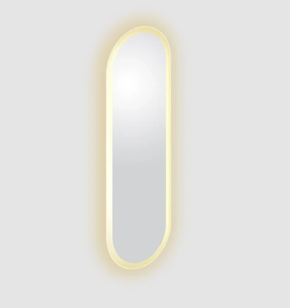 Clou Look at Me miroir ovale avec éclairage LED - 2700k - ip44 - bord satiné