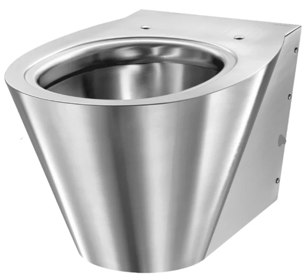 Delabie BCN S cuvette suspendue - Inox mat (intérieur brillant) - B360xD550 mm - fixations visibles