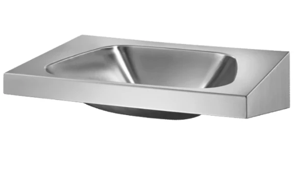 Delabie Trapez lavabo mural 600 x 505 mm - RVS 304 mat - sans trou de robinet - sans trop-plein