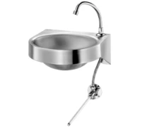 Delabie Genou lavabo mural 390 x 360 mm - RVS 304 mat - avec trou de robinet droite diam 22mm - sans trop-plein