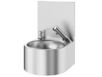 Delabie SXS complete lavabo électronique complet avec dosseret 390 x 360 mm - RVS 304 mat - avec mitigeur électronique - sans trop-plein
