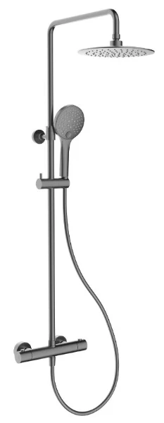 Procasa Rondo showerset Safetouch reglable en hauteur - Gun Metal PVD - acier mat