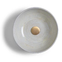 Beau Design Ice Flower lavabo à poser fait main rond 230-240 x 80 mm - blanc pur/gris perle - céramique - sans trou de robinet - sans trop-plein