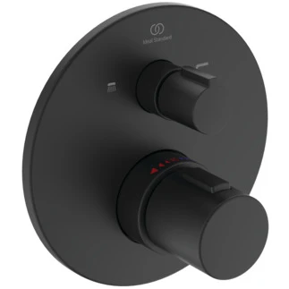 Ideal Standard Ceratherm T100 set de finition pour robinet thermostatique bain encastré pour remplissage via trop-plein - Silk Black