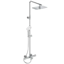 Ideal Standard Ceratherm T100 Bad/systeme de douche Flex avec Ceratherm T100, douchette à main IdealRain Evo Diamond 134 mm avec 3 fonctions, 8 l/min, douche de tête Idealrain 200x300 mm, 12 l/min en 