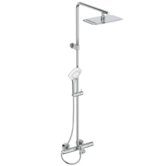 Ideal Standard Ceratherm T100 Bad/systeme de douche Flex avec Ceratherm T100, douchette à main IdealRain Evo Diamond 134 mm avec 3 fonctions, 8 l/min, douche de tête Idealrain 200x300 mm, 12 l/min en 
