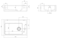 Clou Flush 2 Plus lave-mains 425 x 290 x 90 mm - blanc mat - aluite - sans trou de robinet -  sans trop-plein