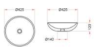 Detremmerie Round lavabo à poser rond 425 x 120 mm - béton light - sans trou de robinet - sans trop-plein