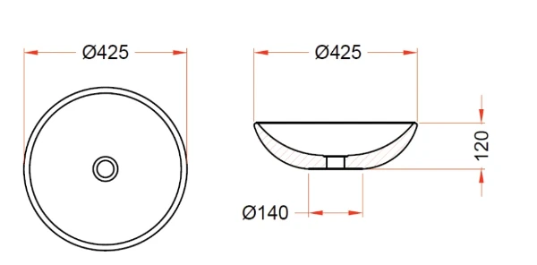 Detremmerie Round opbouwwastafel rond 425 x 120 mm - beton light - zonder kraangat - zonder overloop