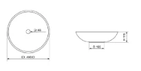 Detremmerie Round lavabo à poser rond 460 x 115 mm - blanc mat - top solid - sans trou de robinet - sans trop-plein