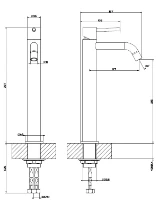 Gessi Via Tortona Mitigeur lavabo rehaussé, sans vidage, avec flexibles de raccordement. chromé