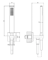 Gessi Shower Sets Rettangolo Shower Ensemble comprenant: sortie coudée murale, douchette anticalcaire et flexibles 1,50 m. chromé