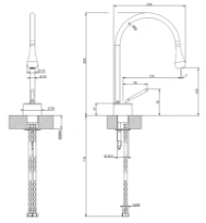 GESSI Goccia Mitigeur lavabo avec bec court sans vidage avec flexibles de raccordement. chromé