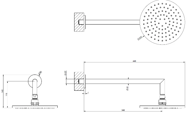 Gessi Emporio Shower douche de tête orientable anticalcaire avec bras mural. chromé